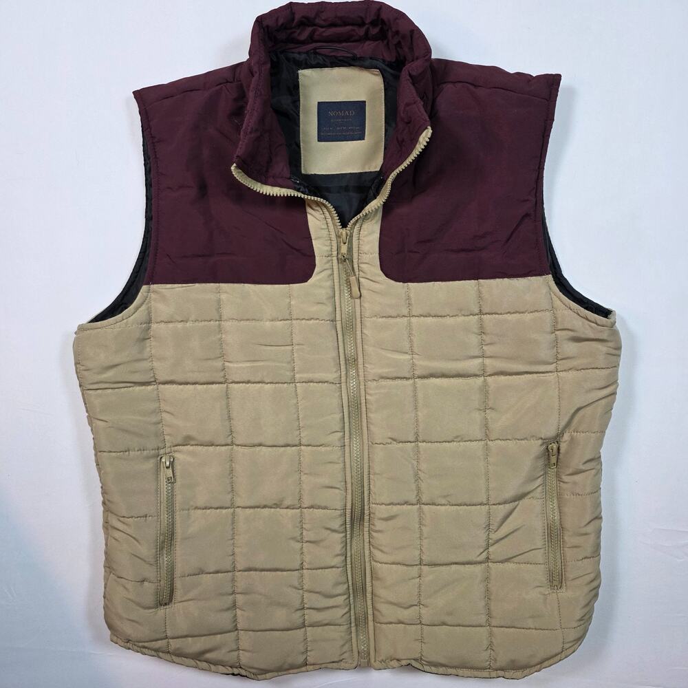 Nomad Men’s Two-Tone Tan Puffer Vest Size M Western Cabin Outdoor Zip Up